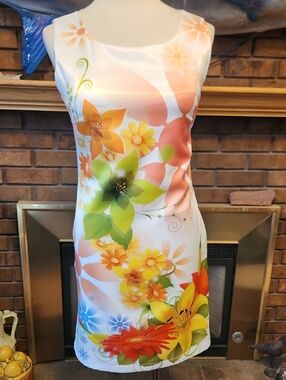 Samsara White Mini Dress Tropical Floral Size 8 Graduation Dress Spring Church